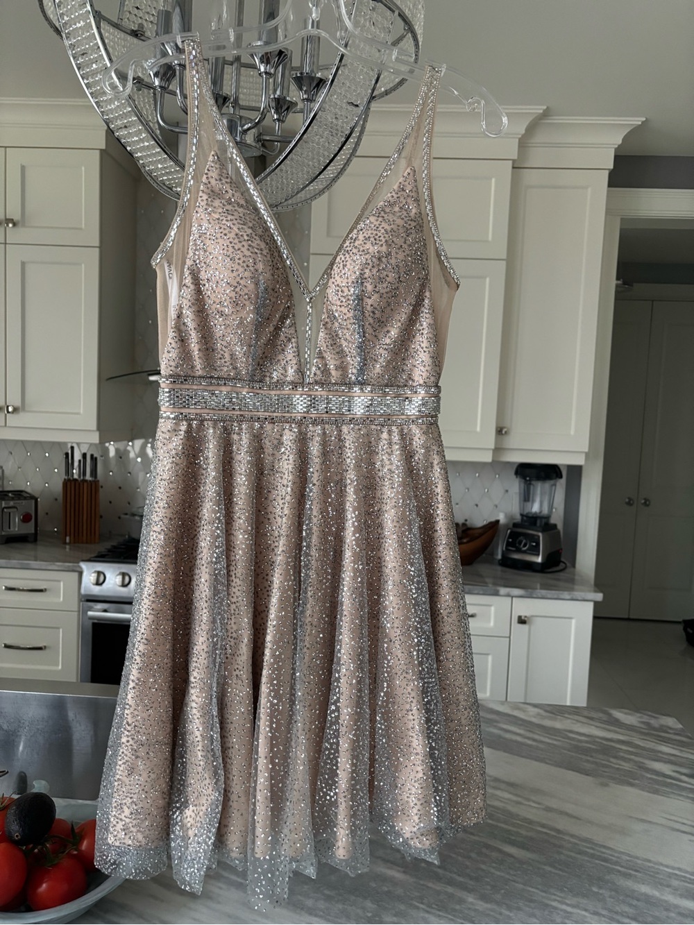 Jovani nude and bling Sequin A-Line Mini Dress retails 650.00 size 4